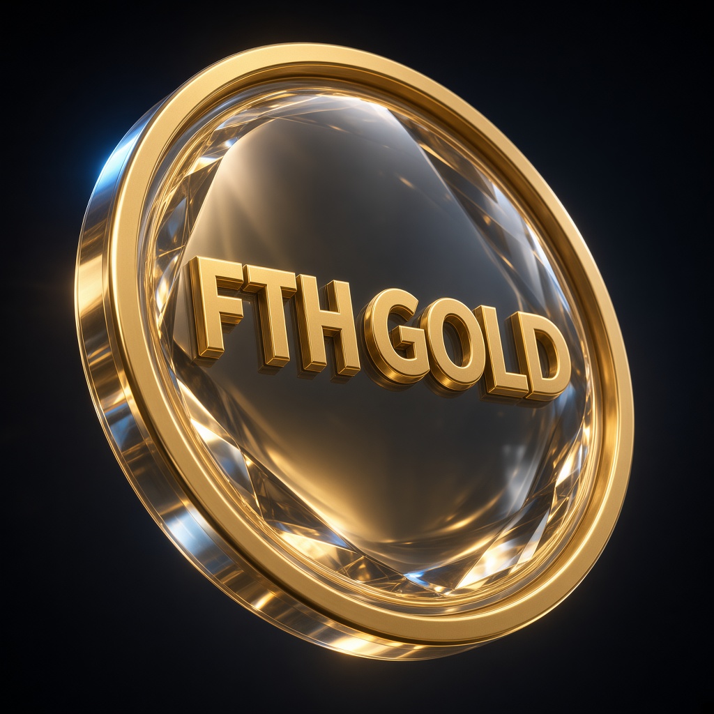 FTH GOLD token — liquid glass 3D render